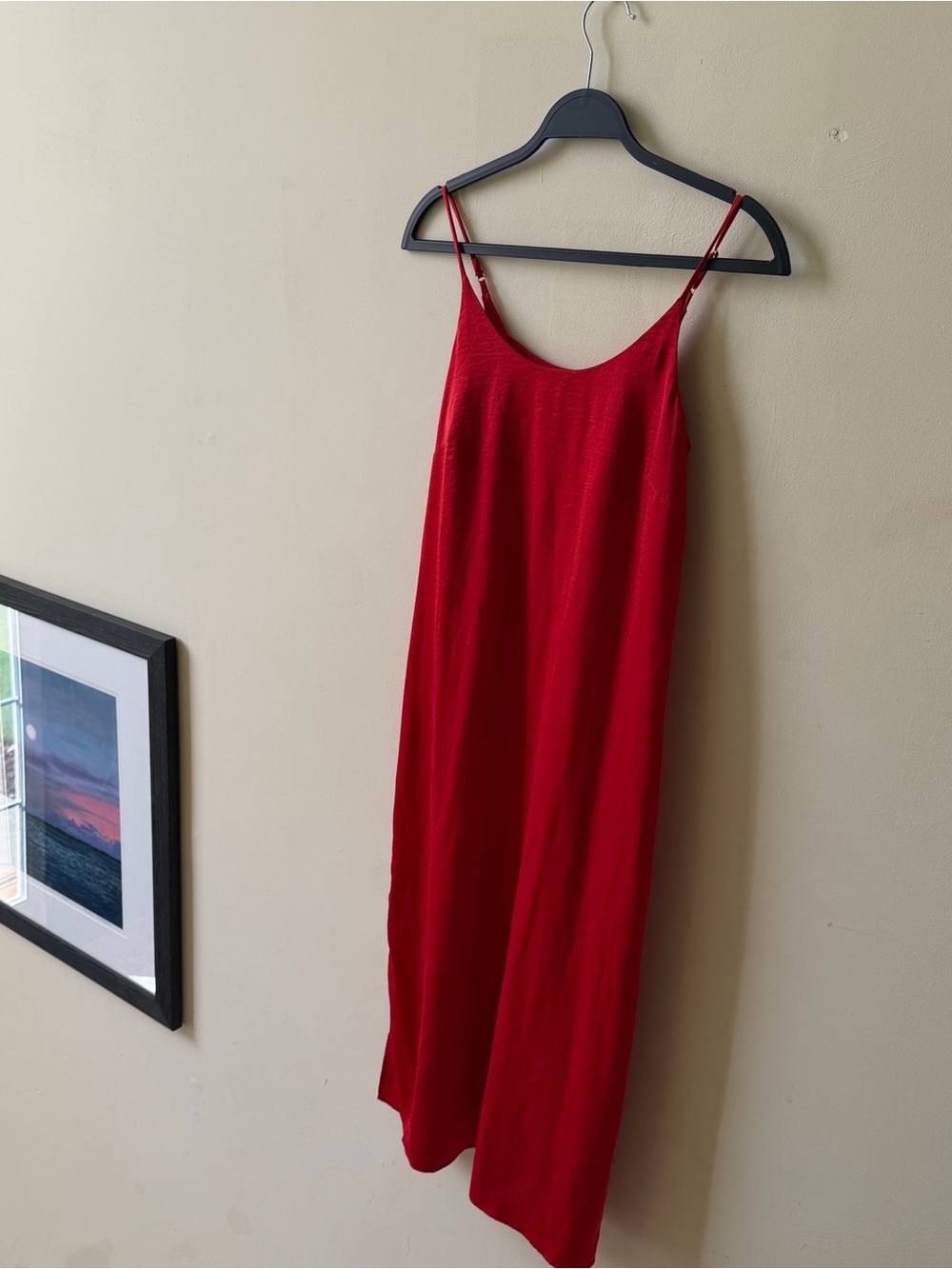 Auden Red Midi Slip Dress with Spaghetti Straps